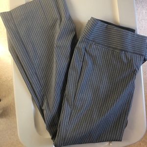 Express Editor bootcut blue pinstripe trousers